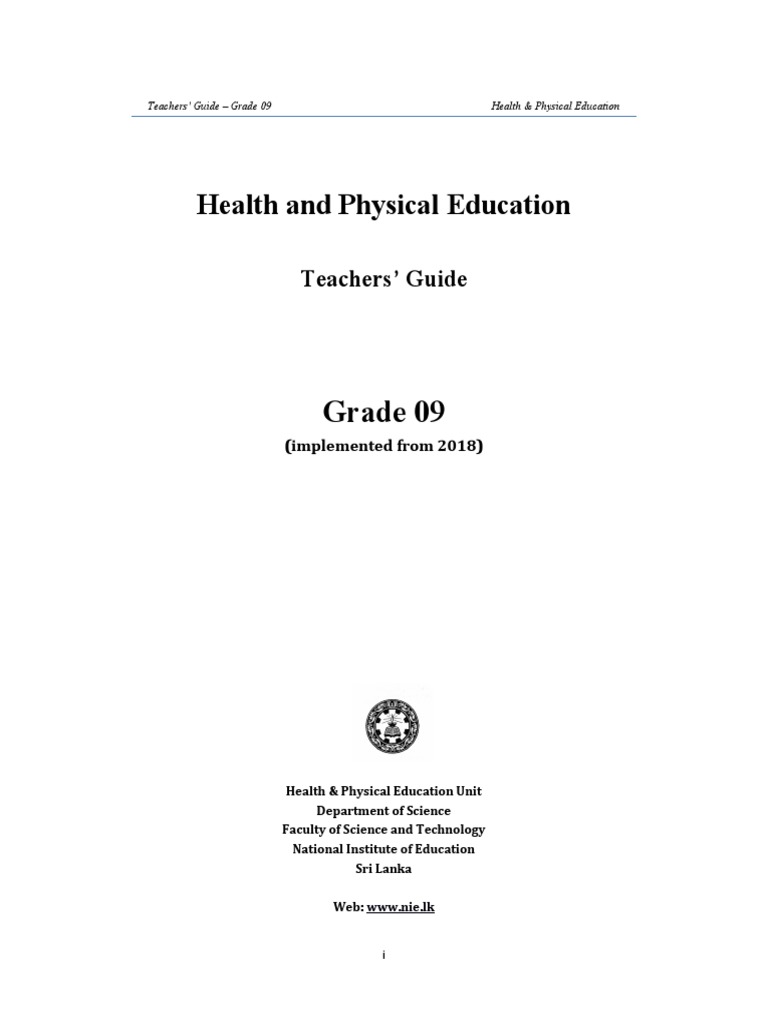 Health G9 Teachers Guide Download Free PDF Physical Education