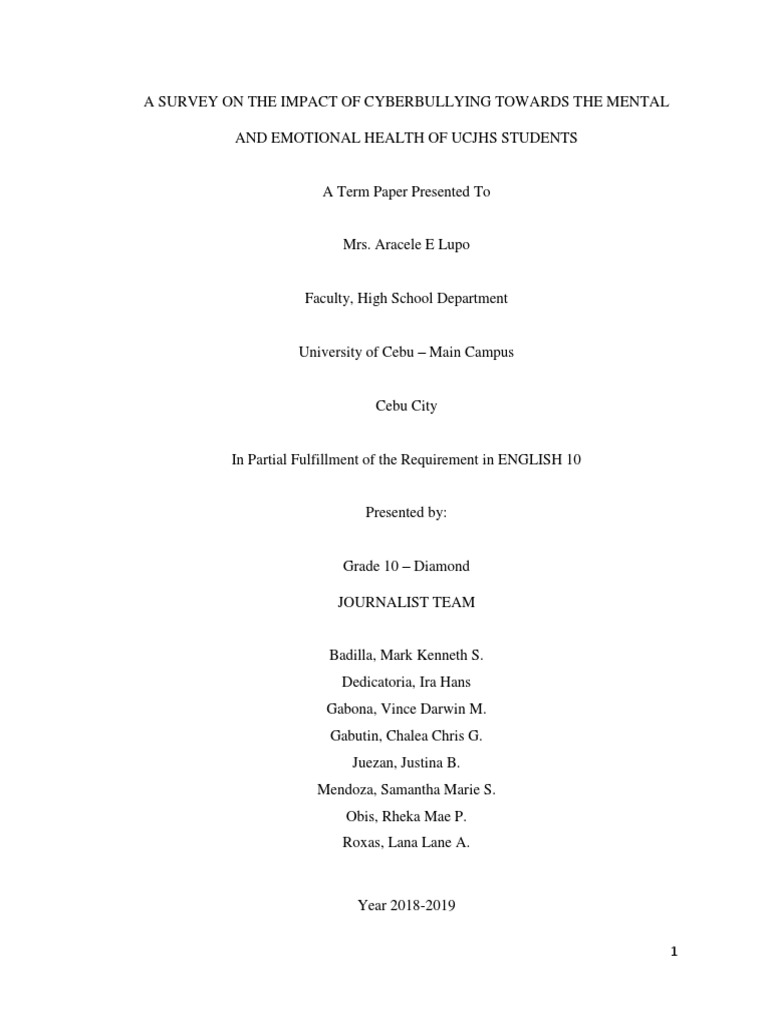 Cyberbullying's Impact on Student Mental Health | PDF | Cyberbullying ...