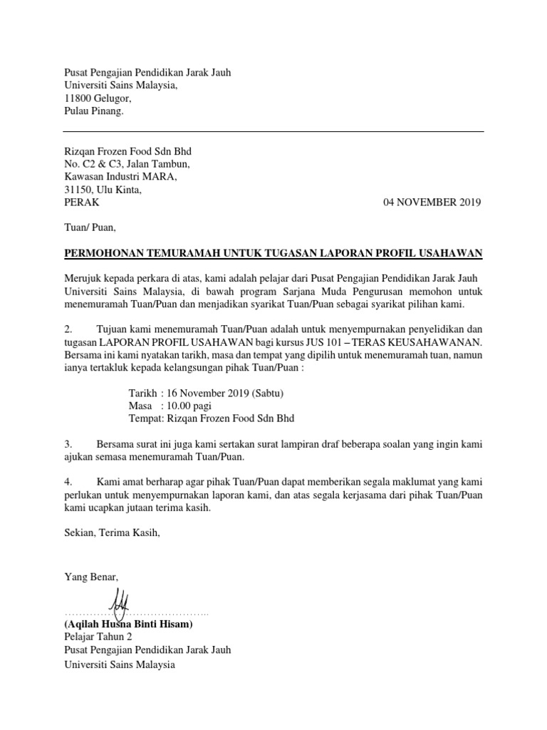 Surat Permohonan Menemuramah