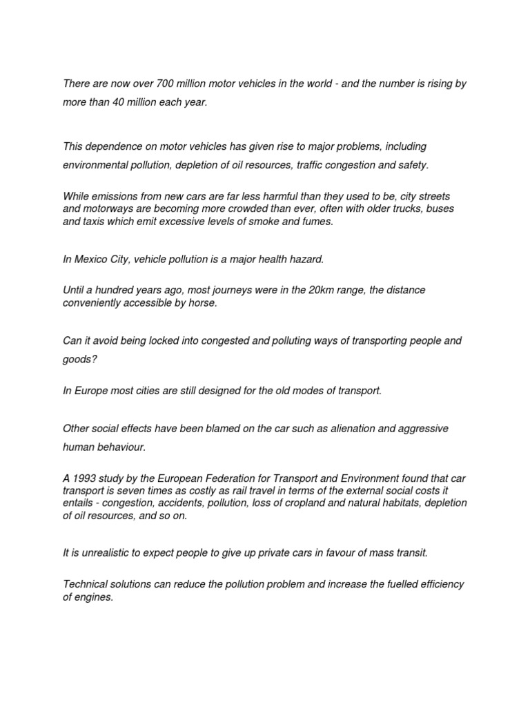 Skimming and Scanning Exercise PDF Transport Car