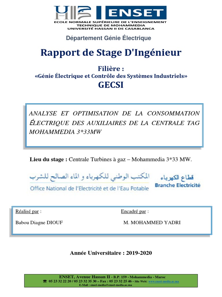 Rapport Stage Technique Pdf Turbine A Gaz Reseau Electrique