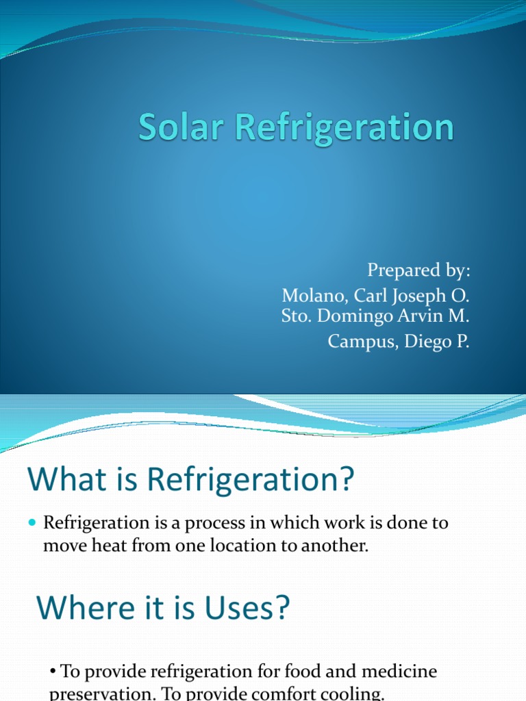 Overview of Solar Refrigeration Systems | PDF | Refrigeration | Solar ...