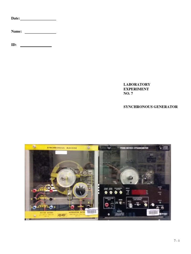 Synchronous Generator Laboratory Experiment | PDF | Electric Generator ...