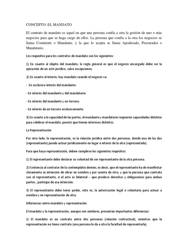 Concepto y Clases del Mandato Jurídico | PDF | Gobierno | Justicia