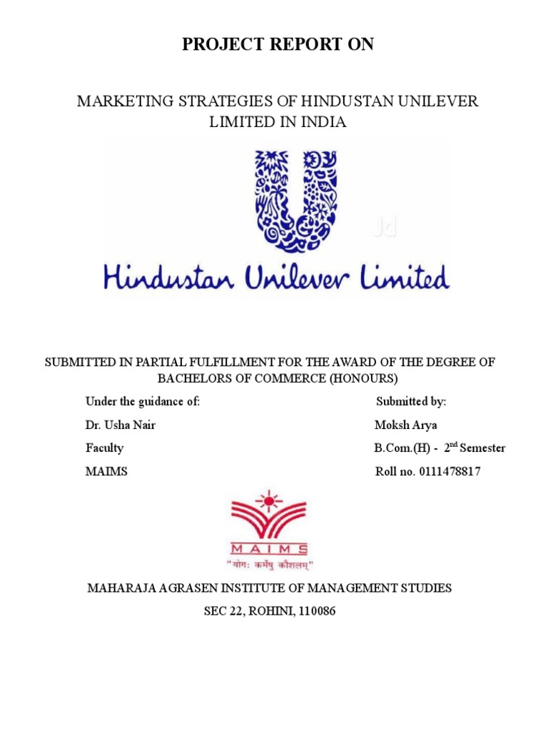 Project Report On Marketing Strategies Of Hindustan Unilever Limited