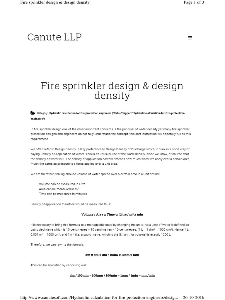 Hydraulic Calculation For Fire Protec2 PDF Litre Fire Sprinkler System