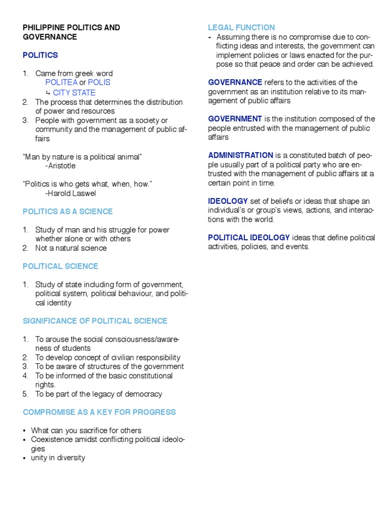 Philippine Politics and Governance | PDF | Socialism | Right Wing Politics