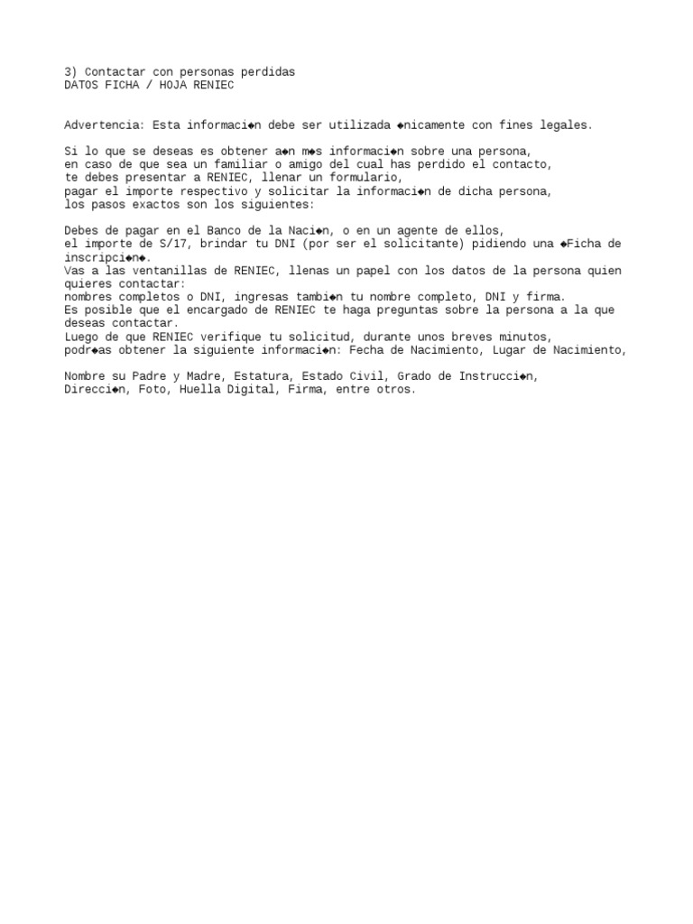 Ficha Reniec | PDF
