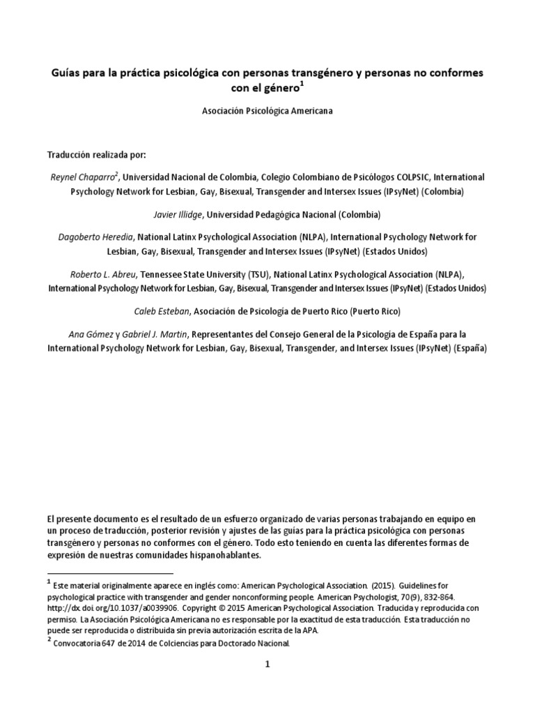 Guidelines Transgender Spanish PDF | PDF | Orientación sexual ...
