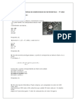 7o Ano Matematica Gabarito Da Bateria de Exercicios