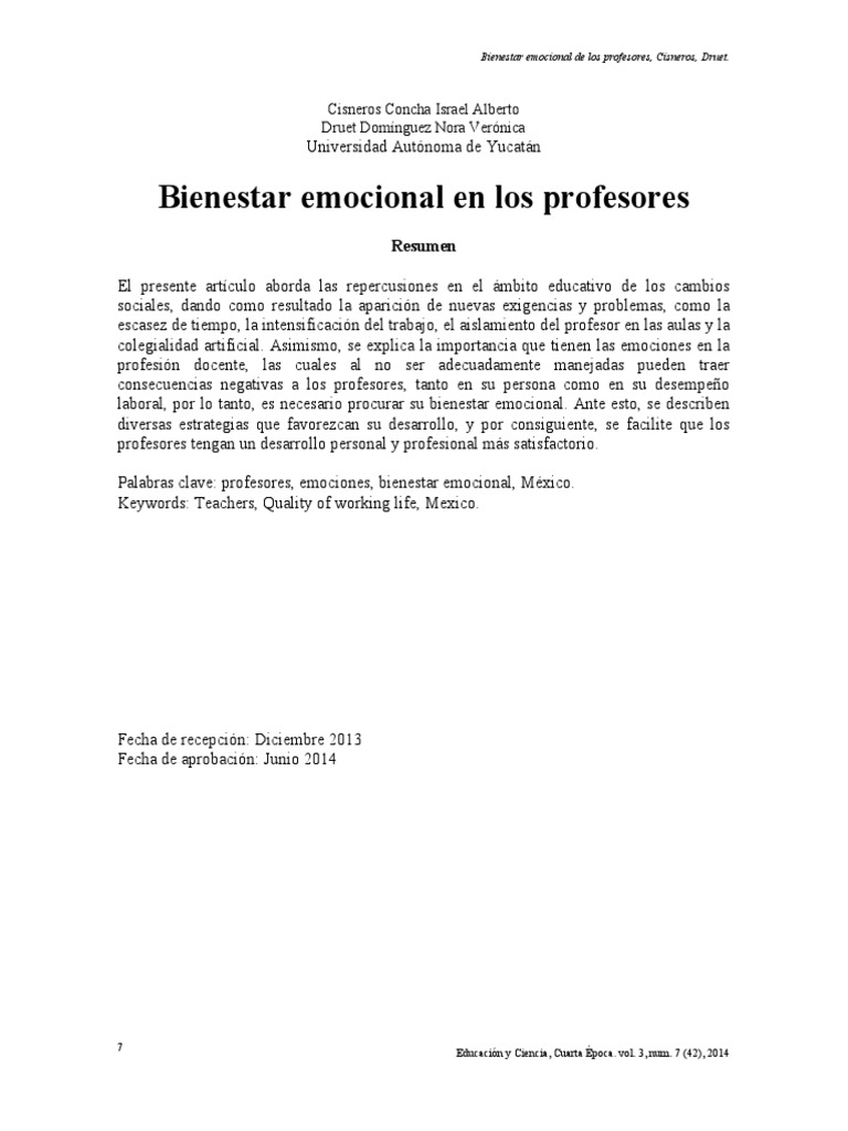 Bienestar Del Docente PDF | PDF | Maestros | Bienestar