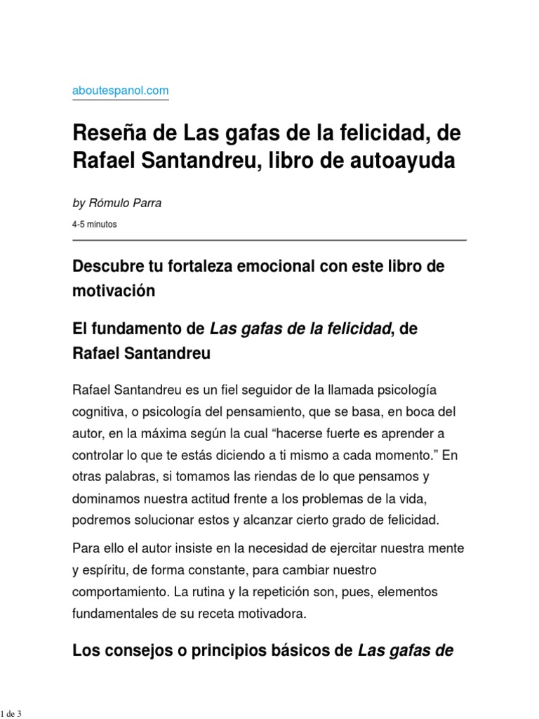 Las gafas de la felicidad: Descubre tu fortaleza emocional (Spanish Edition)