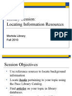 Library Session: Locating Information Resources