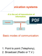 Communication Systems: - It Is The Act of Transmission of Information