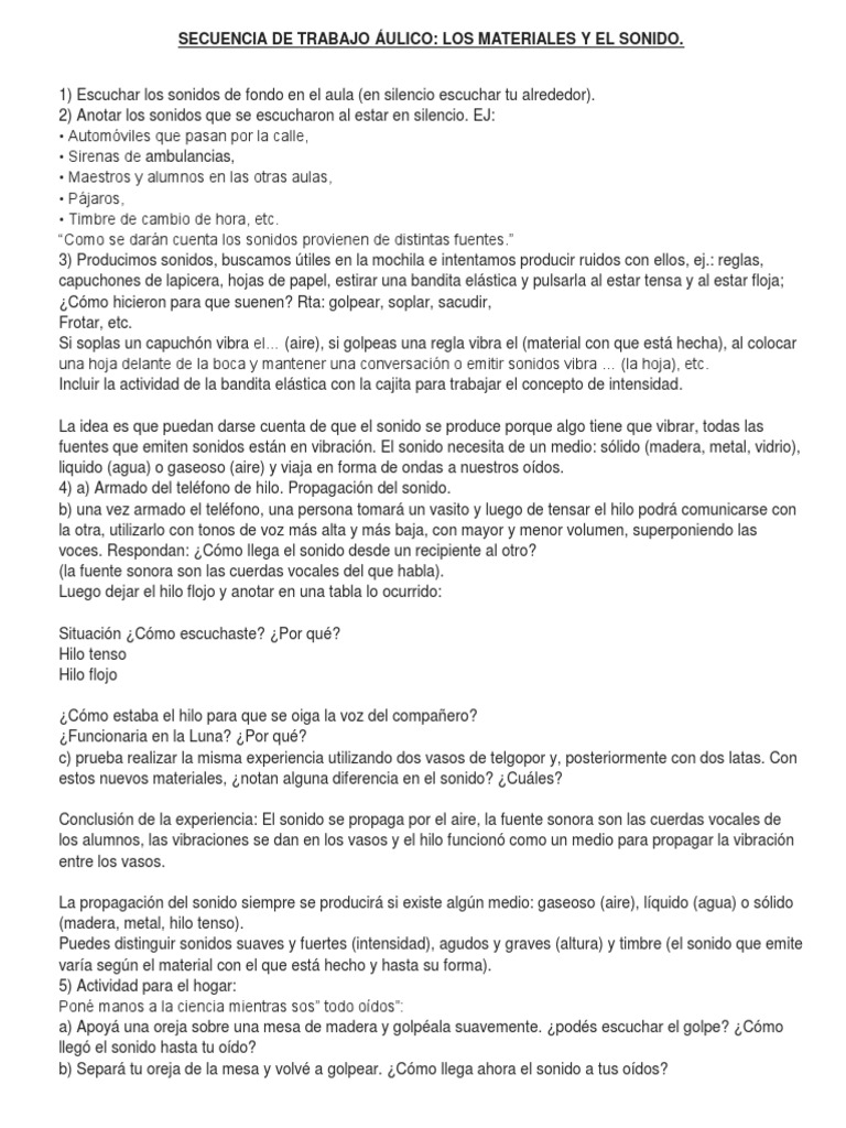 El Sonido y Los Materiales | PDF | Sonido | Fenomeno fisico