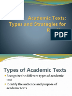 Types of Academic Texts: Recognizing Genres and Applying Reading Strategies