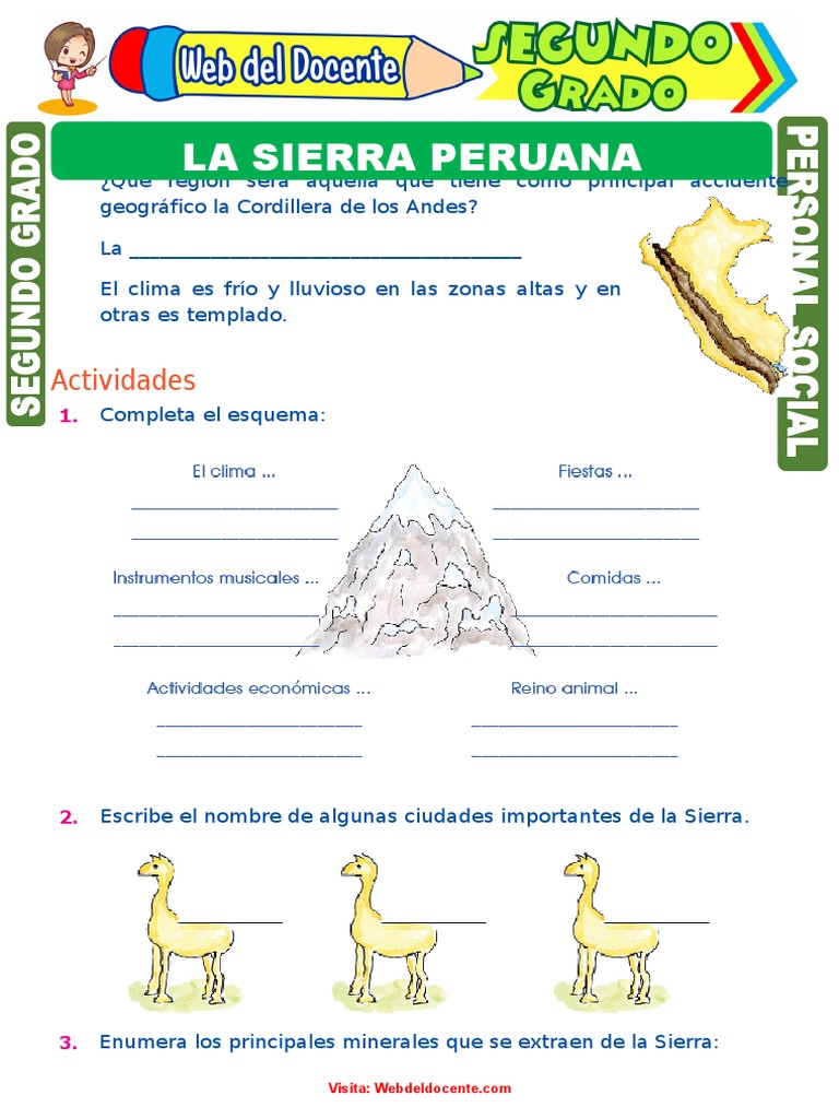 La Sierra Peruana para Segundo Grado de Primaria | PDF