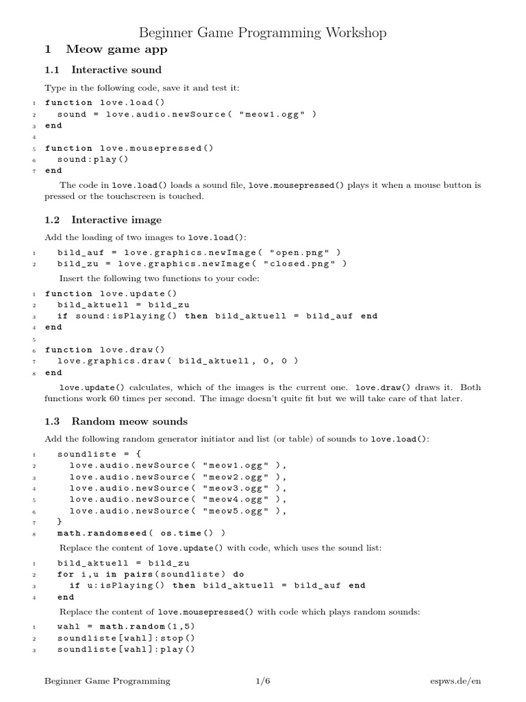 Beginner Game Programming Workshop (With LÖVE) PDF | PDF | Android ...