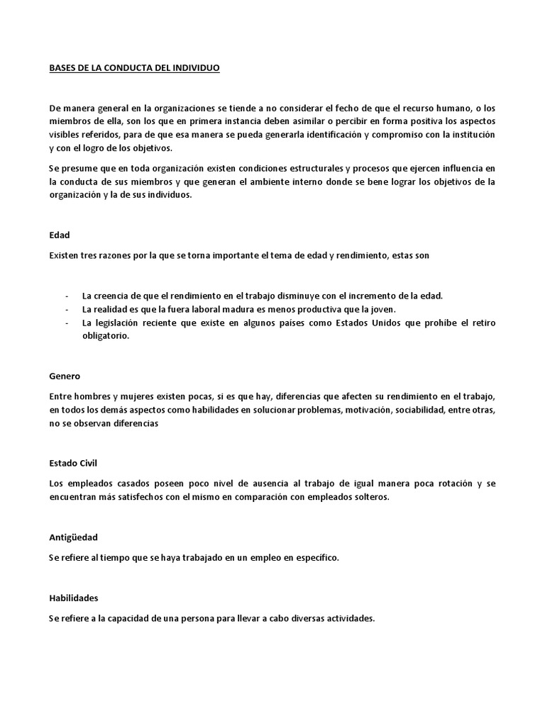 Bases de La Conducta Del Individuo | PDF | Las emociones | Motivación