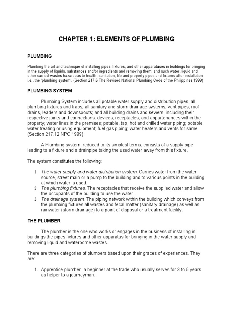 Plumbing Summary 1 and 2 Combine, RNPCP, Fajardo PDF | PDF | Water ...