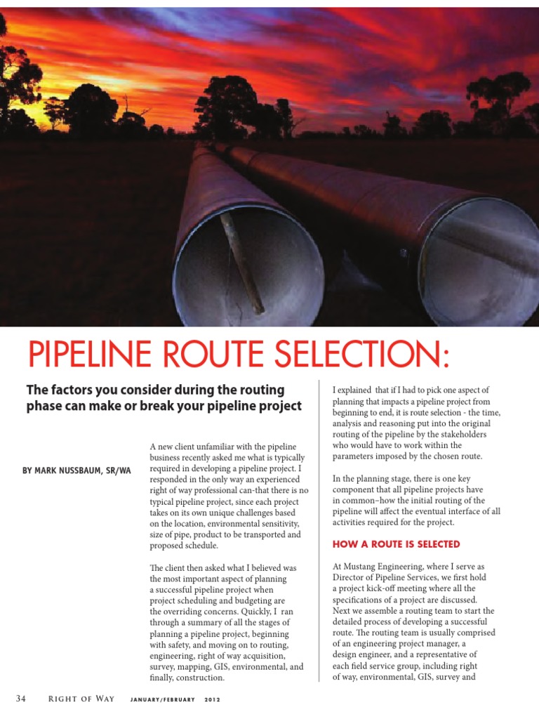 2012 01 Pipeline Route Selection Right of Way Mustang PDF PDF Geographic Information