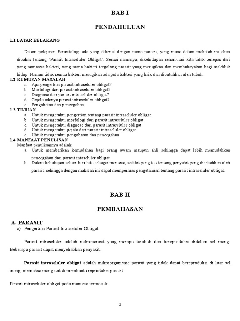 Makalah Parasit Intraseluler Obligat Pdf