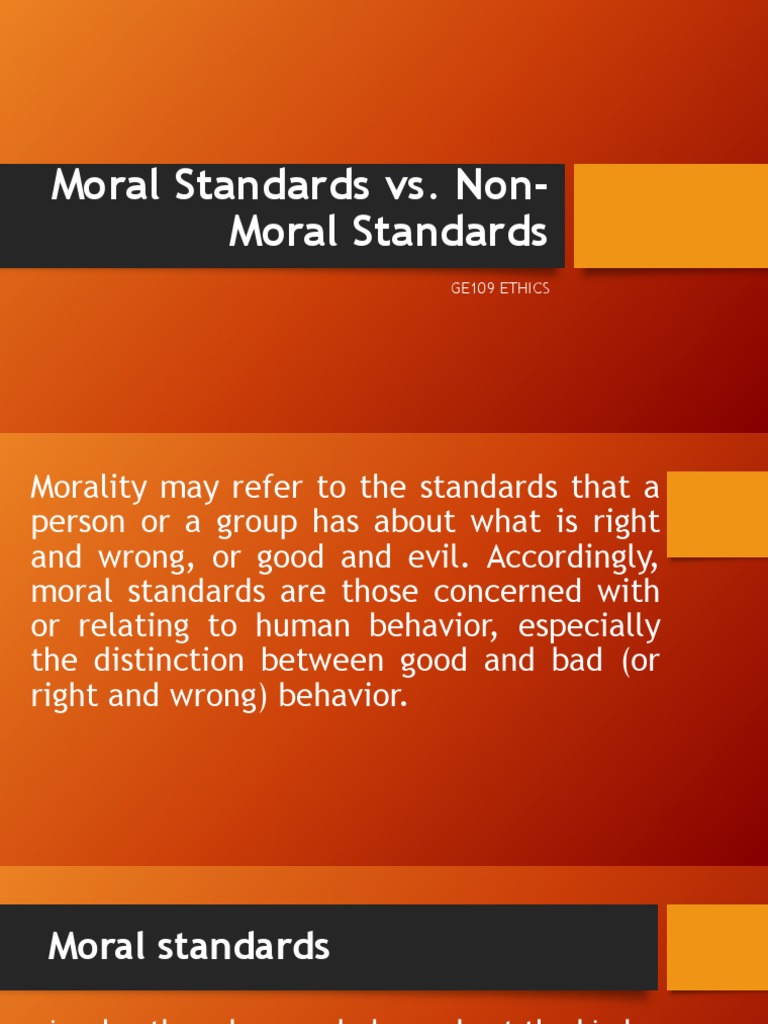 Lesson 2_ Moral Standards and Non-Moral Standards.pptx | Good And Evil