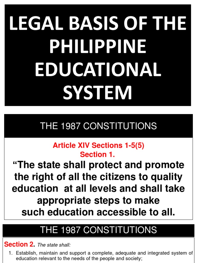 Legal Basis of Philippine Education | PDF | State School | Schools