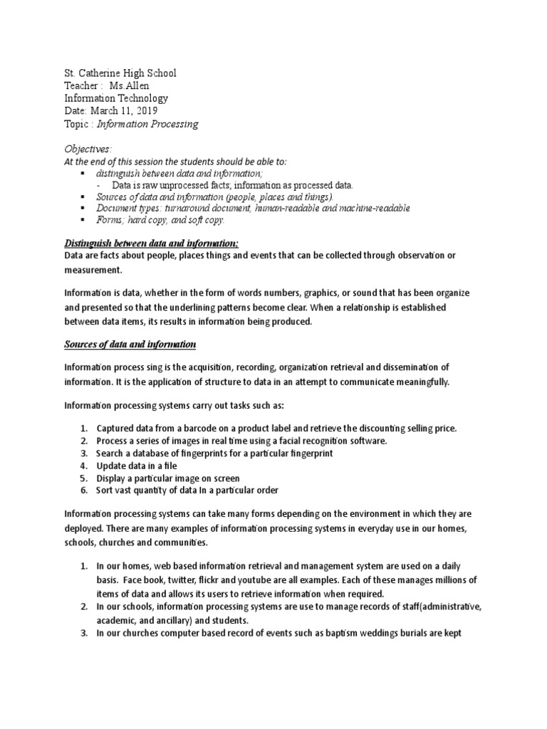 Understanding Data and Information Processing | PDF | Data | Input/Output