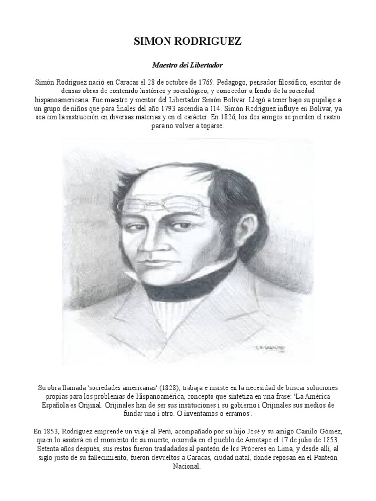 Simón Rodríguez: Maestro y Pensador | PDF