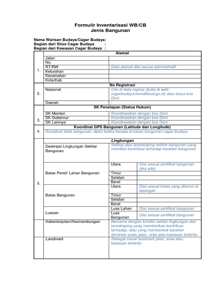 Form Inventarisasi | PDF