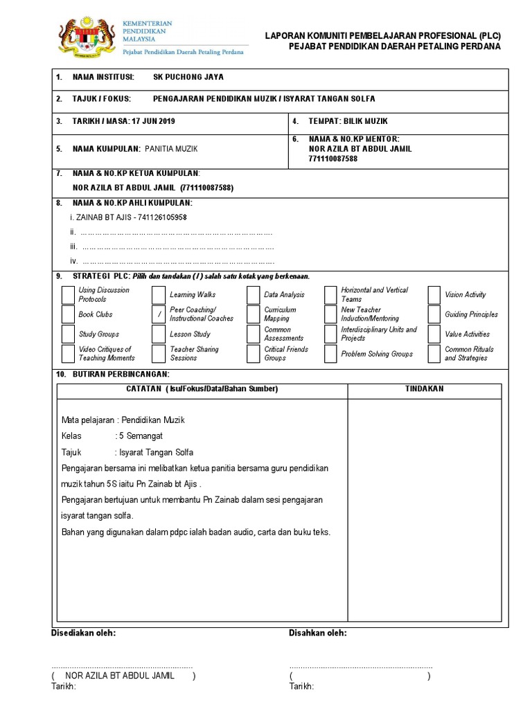 Laporan Plc Panitia Muzik 2019 Pdf