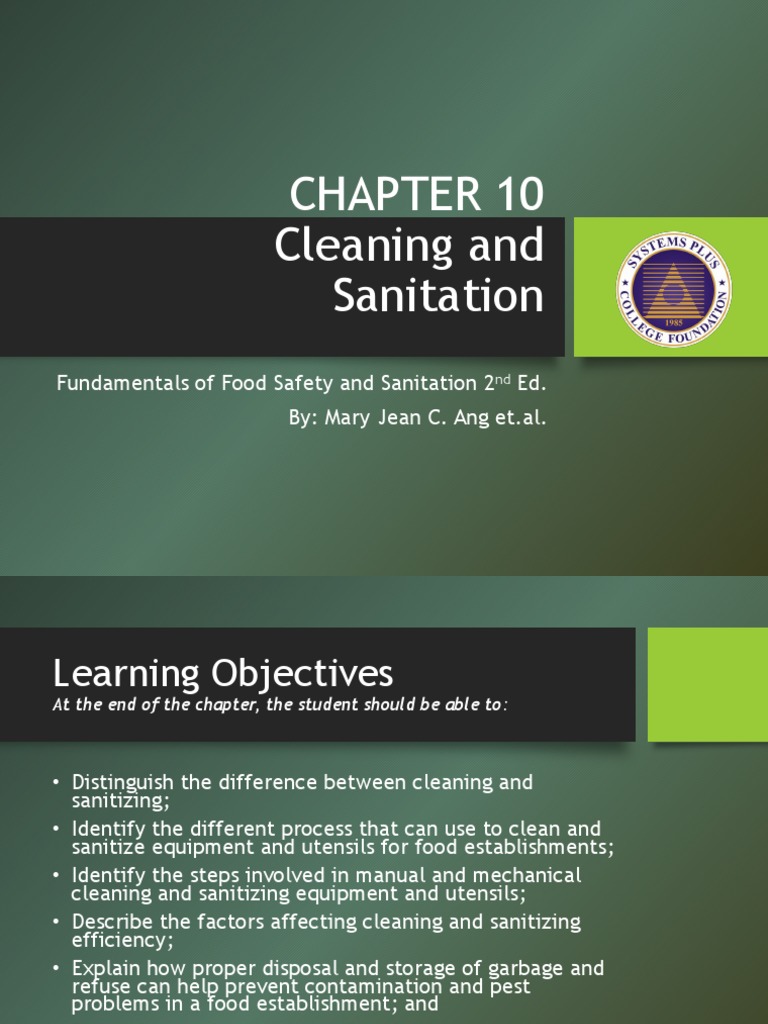 CH10 Cleaning and Sanitation Opreration Lecture | PDF | Disinfectant | Soil