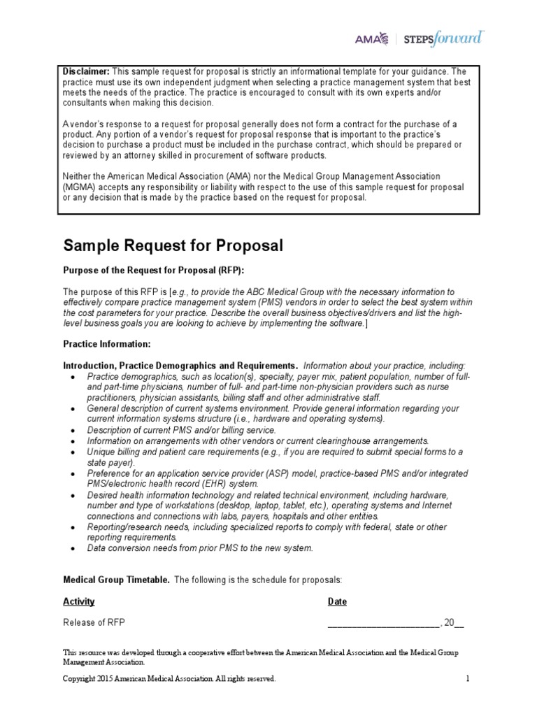 samplerfp.doc Request For Proposal Electronic Health Record
