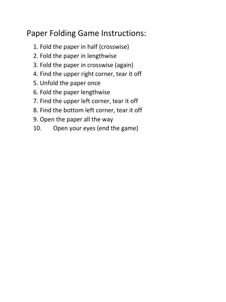 Paper Folding Game Instructions | PDF | Home & Garden