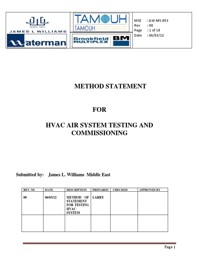 1. HVAC AIR SYSTEM TESTING AND COMMISSIONING.docx Duct (Flow) Quality Assurance