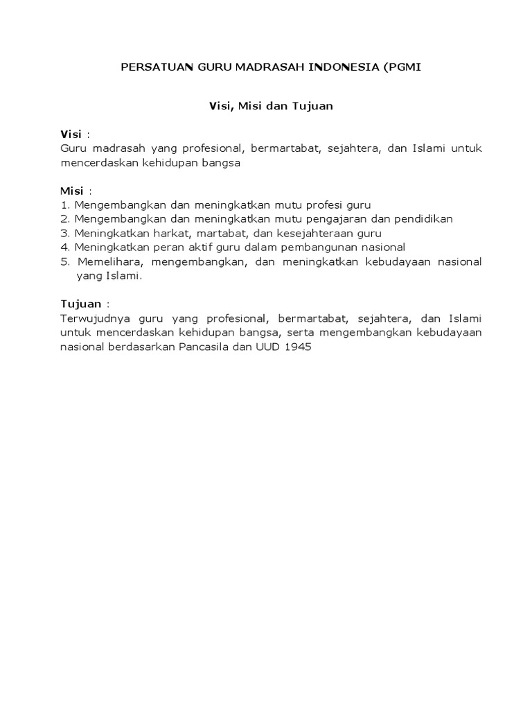 Anggaran Dasar PGMI 2008 | PDF