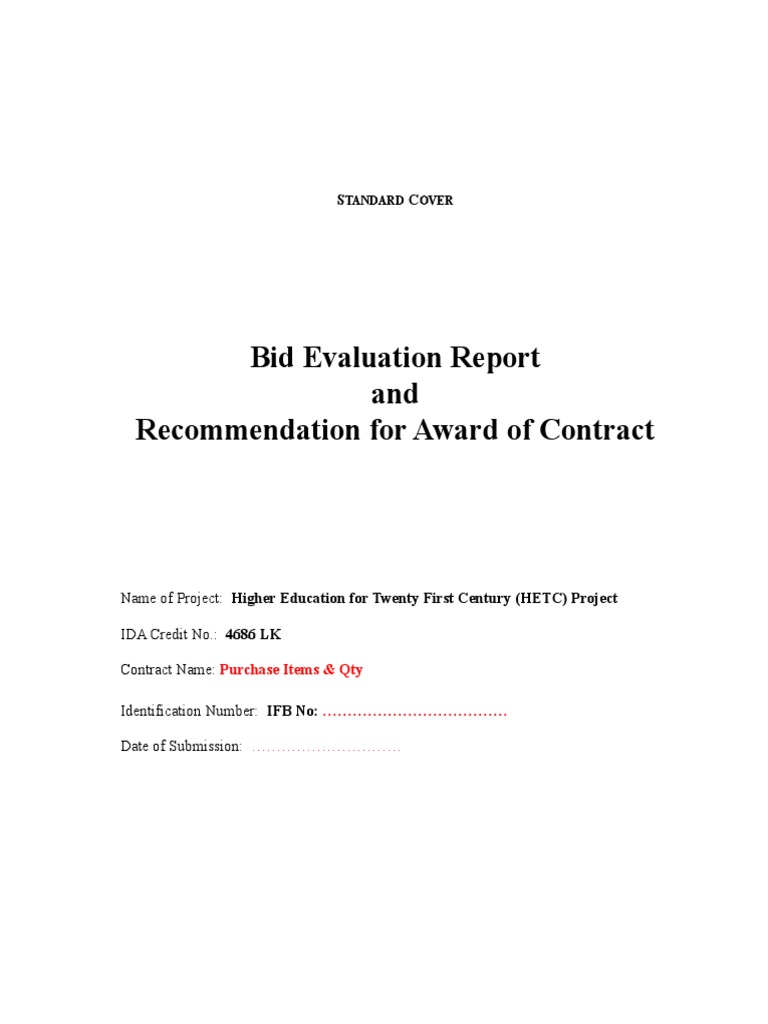 TEC Report for HETC Project Evaluation | PDF | Procurement | Economies