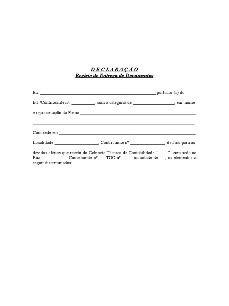 Declaracao Entrega Documentos | PDF