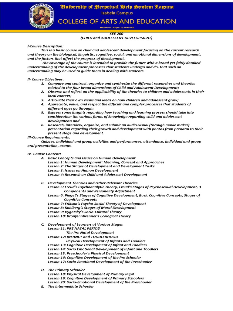 UPH Requirement PDF Developmental Psychology Curriculum