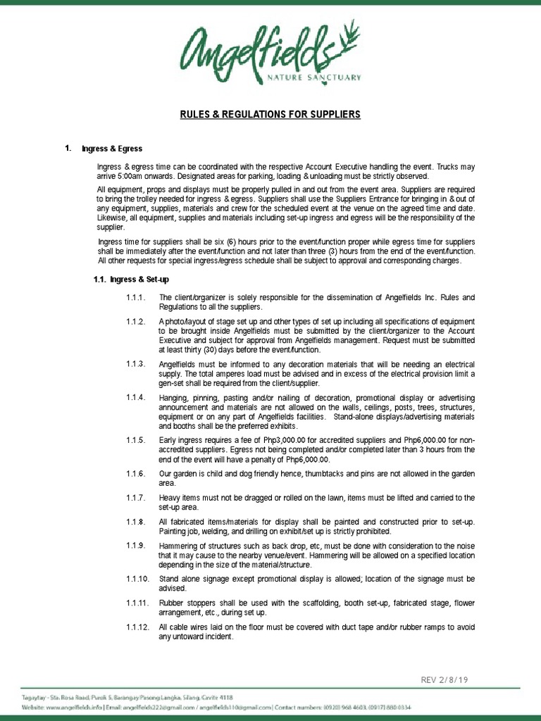 Rules and Regulations - Rev 2.8.19 | PDF