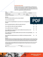 Pre Exercise Screening Form