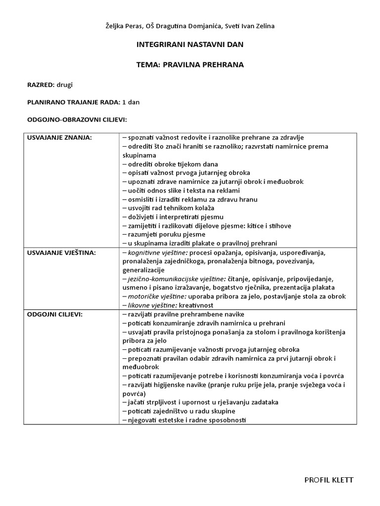 27 Integrirani-Dan Pravilna-Prehrana 1 | PDF