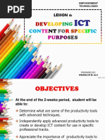 Developing ICT Content For Specific Purposes