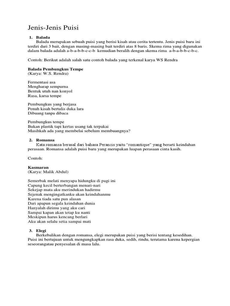 Puisi Arti Dan Jenisnya Halaman All Kompas Com