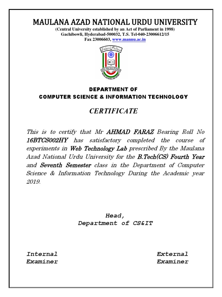 WT Certificate | PDF | Computer Science | Science And Technology