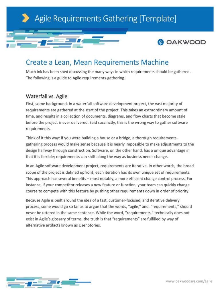 Agile Requirements Gathering Template PDF PDF Agile Software Agile Requirements Gathering Template PDF PDF Agile Software