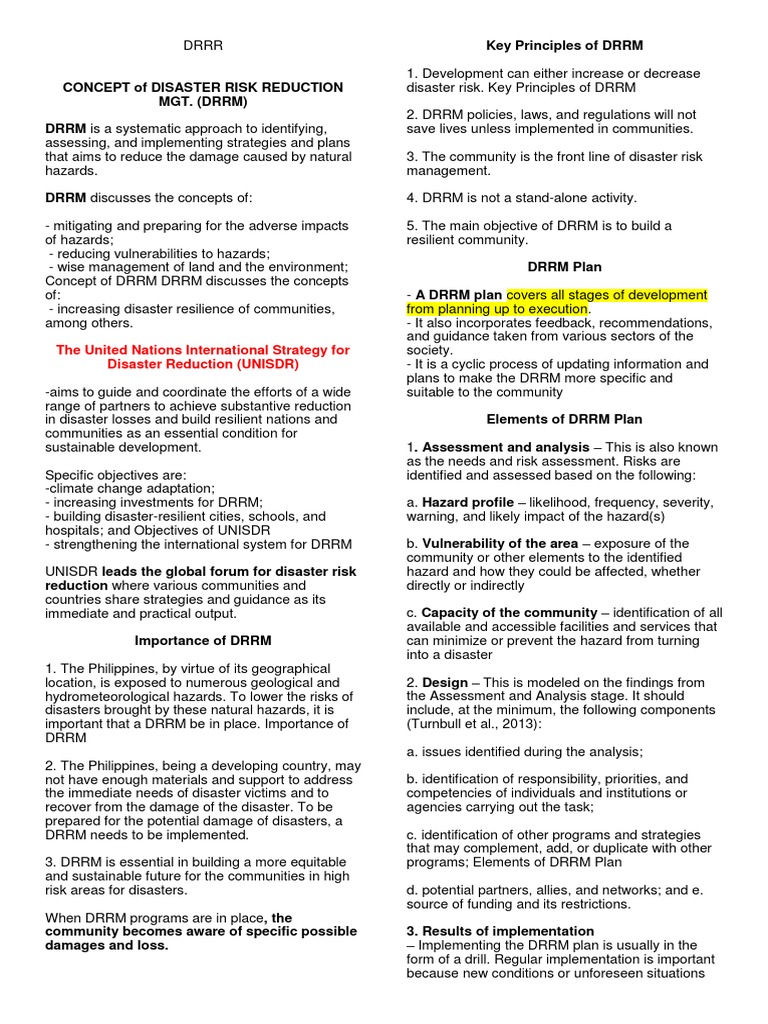 Key Principles of Disaster Risk Reduction | PDF | Hazards | Disaster ...