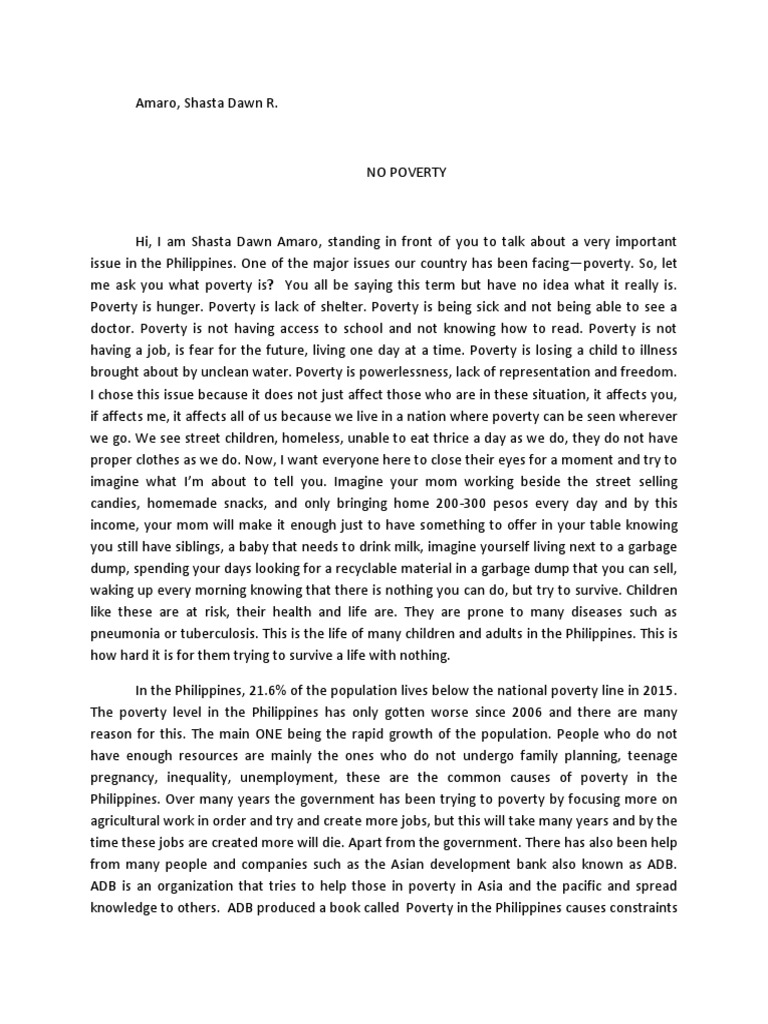 A Call to Action: Addressing Poverty in the Philippines | PDF | Asian ...