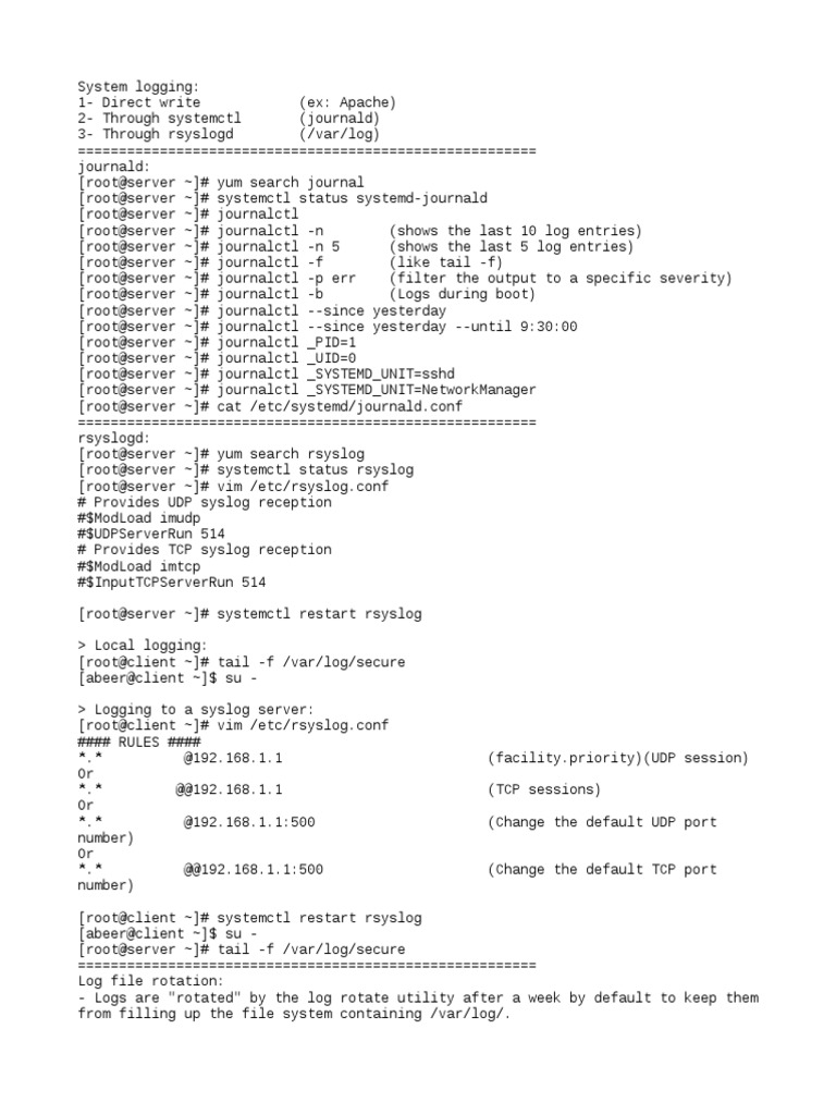 System Logging and Journal Management | PDF | Internet Protocols ...